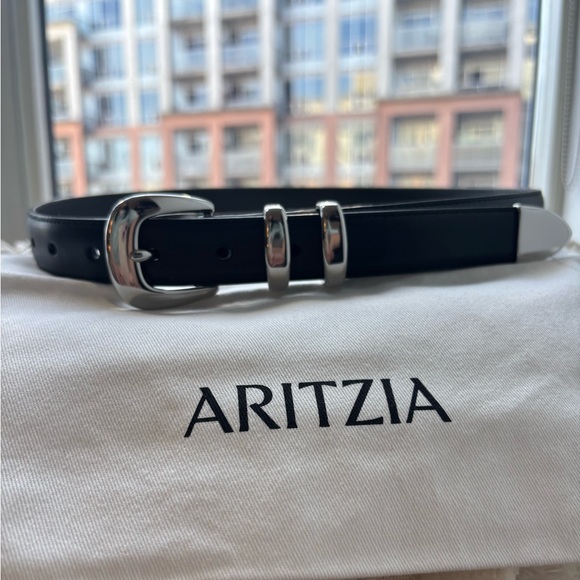 Aritzia Accessories - Aritzia | Solid Brass Black Leather Belt
